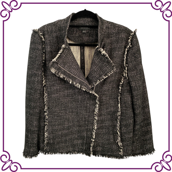 Ann Taylor Jackets & Blazers - Ann Taylor Tweed Fringe Moto Jacket / Blazer